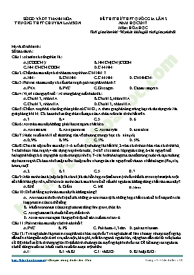 Đề thi thử THPT Quốc gia lần 2 môn Hóa học năm 2017 - Trường THPT chuyên Lam Sơn